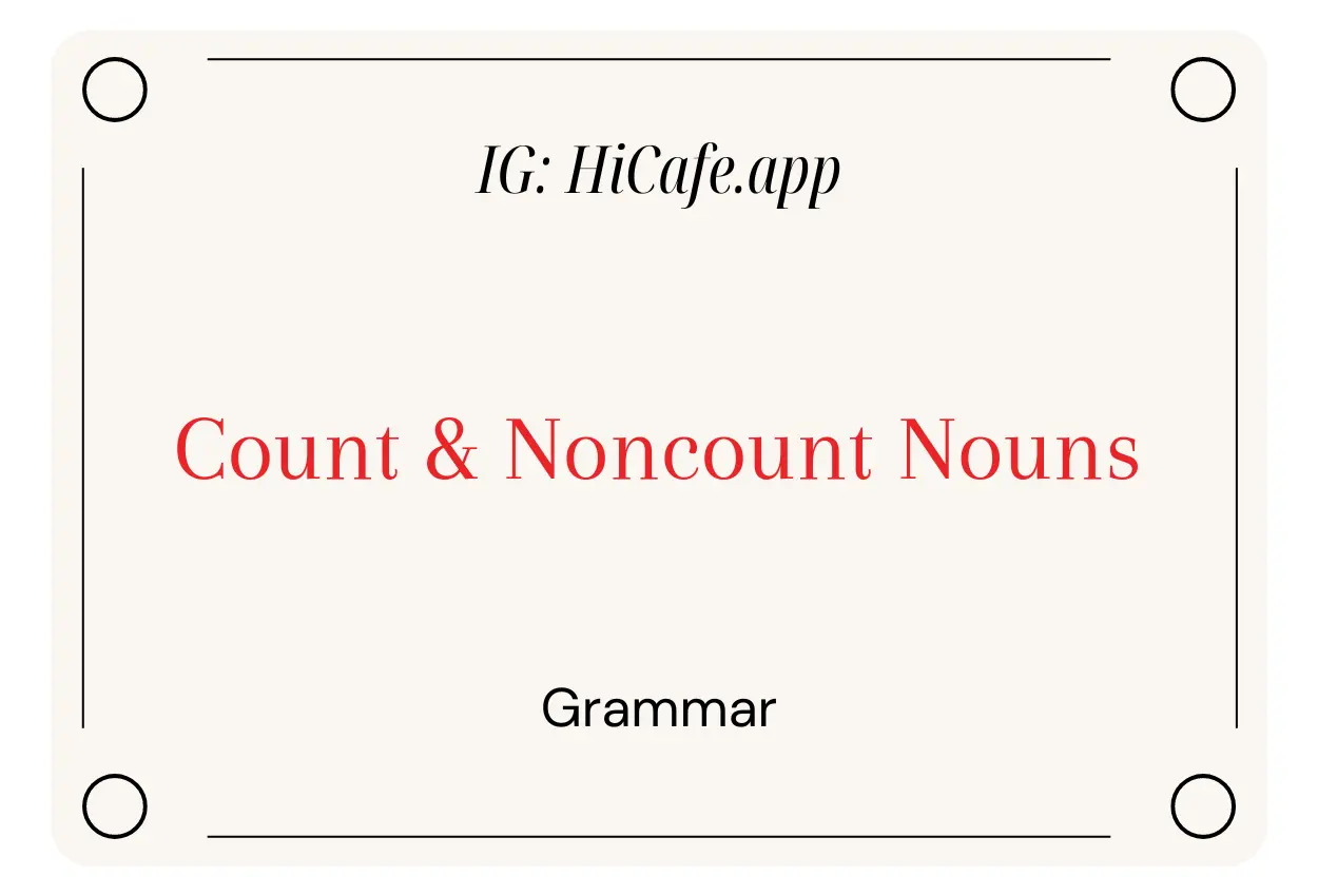 English Grammar Count And Noncount Nouns