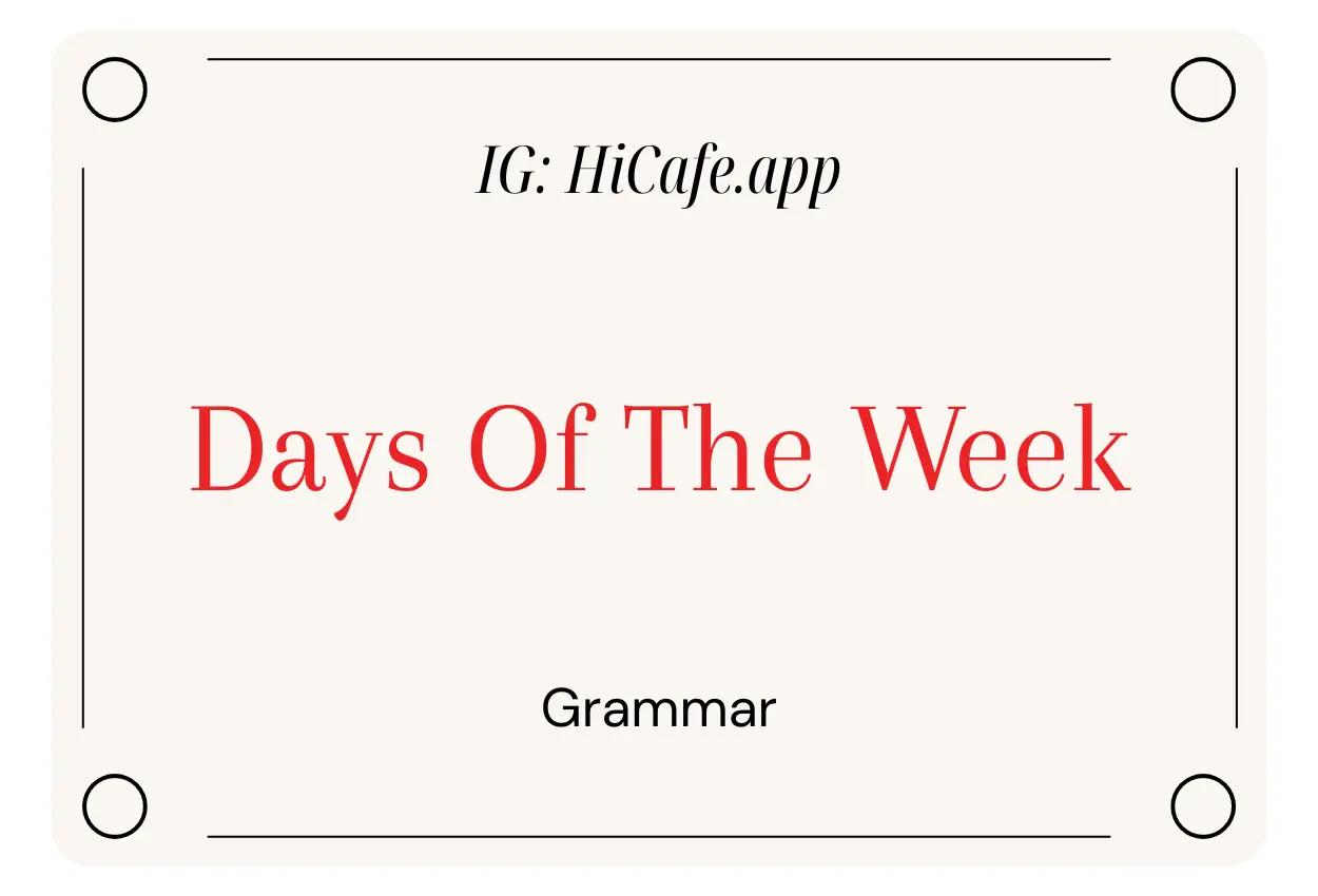 English Grammar Days Of The Week