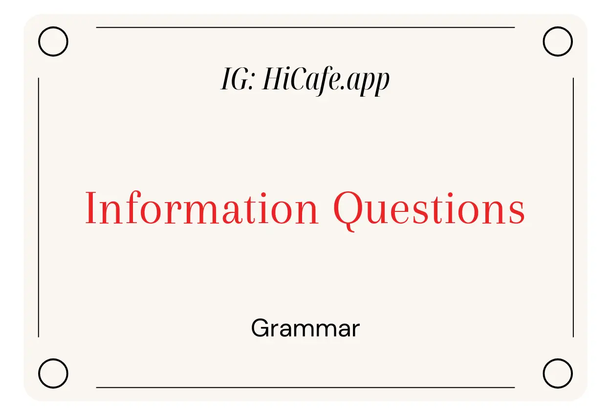 English Grammar Question Words