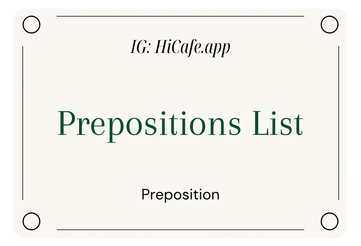 English Preposition List