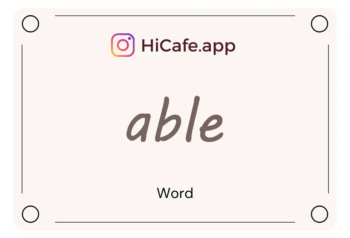 Meaning and usage of able word