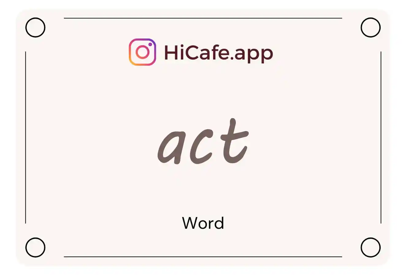 Meaning and usage of act word