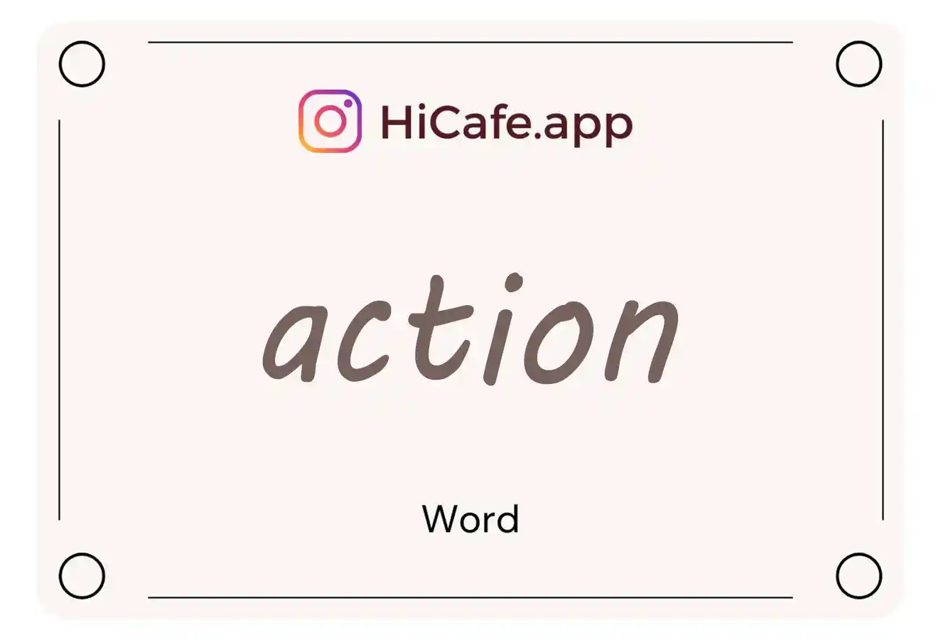 Meaning and usage of action word