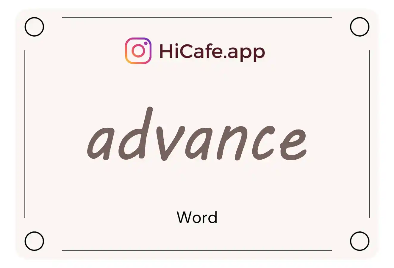 Meaning and usage of advance word