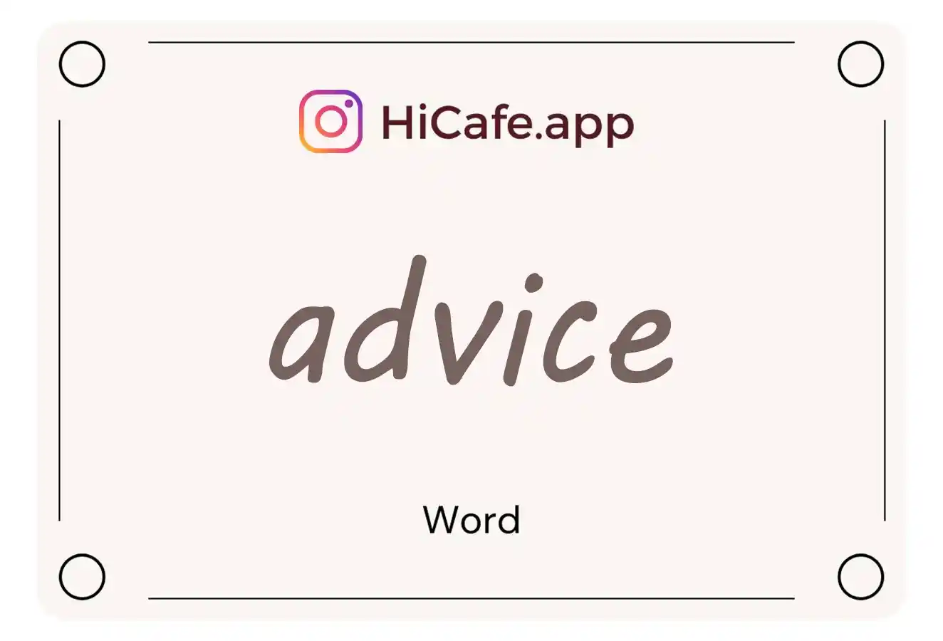 Meaning and usage of advice word