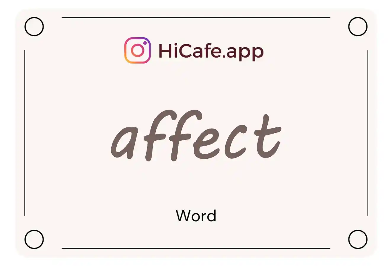 Meaning and usage of affect word