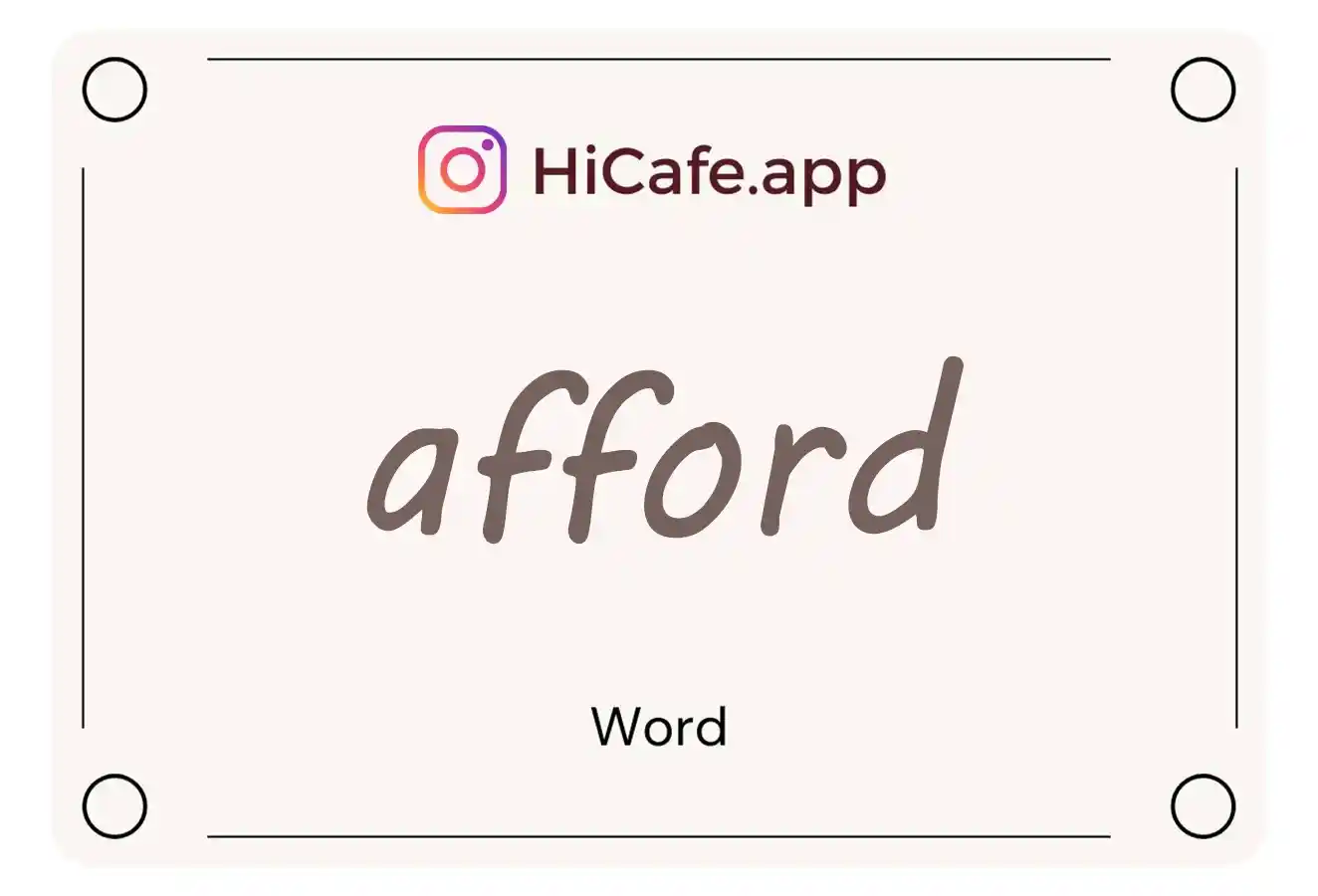 Meaning and usage of afford word