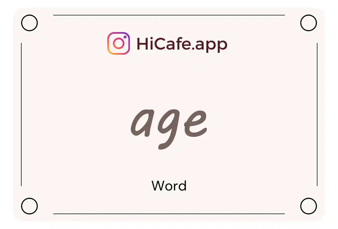 Meaning and usage of age word