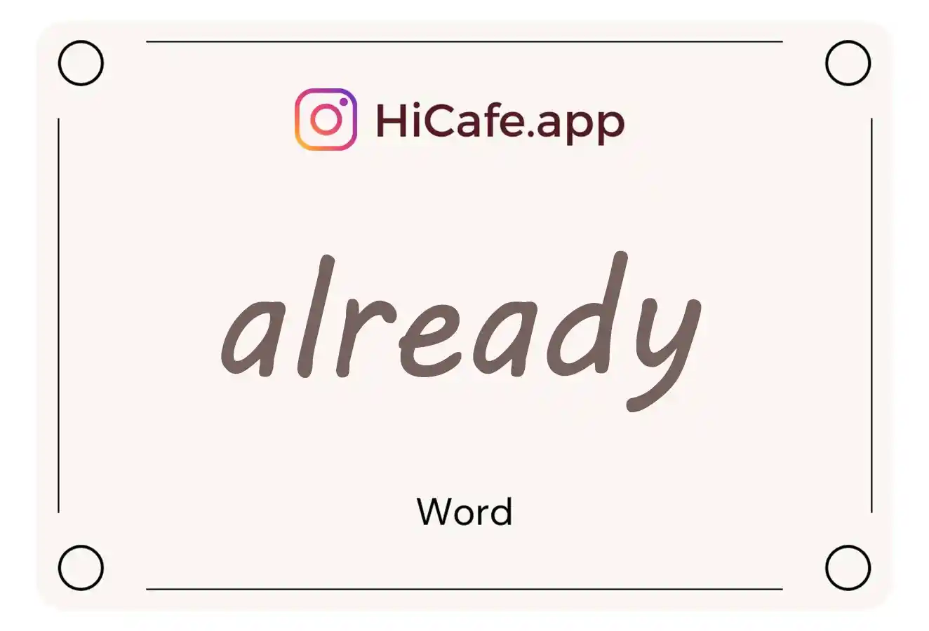 Meaning and usage of already word