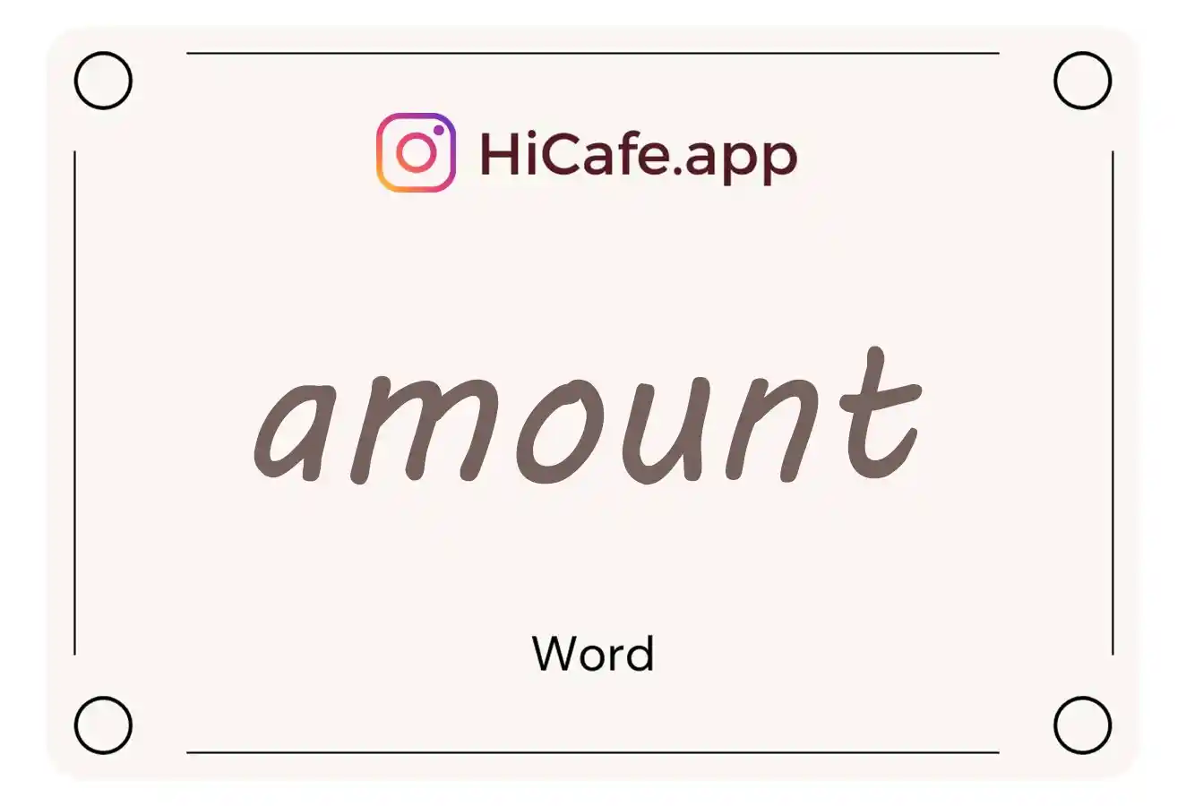 Meaning and usage of amount word