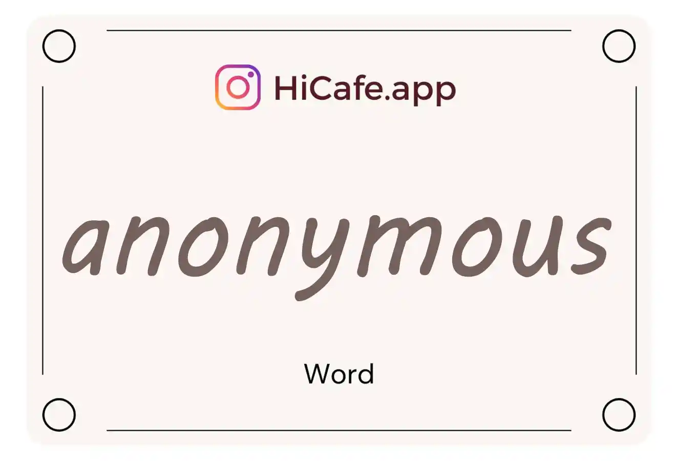 Meaning and usage of anonymous word