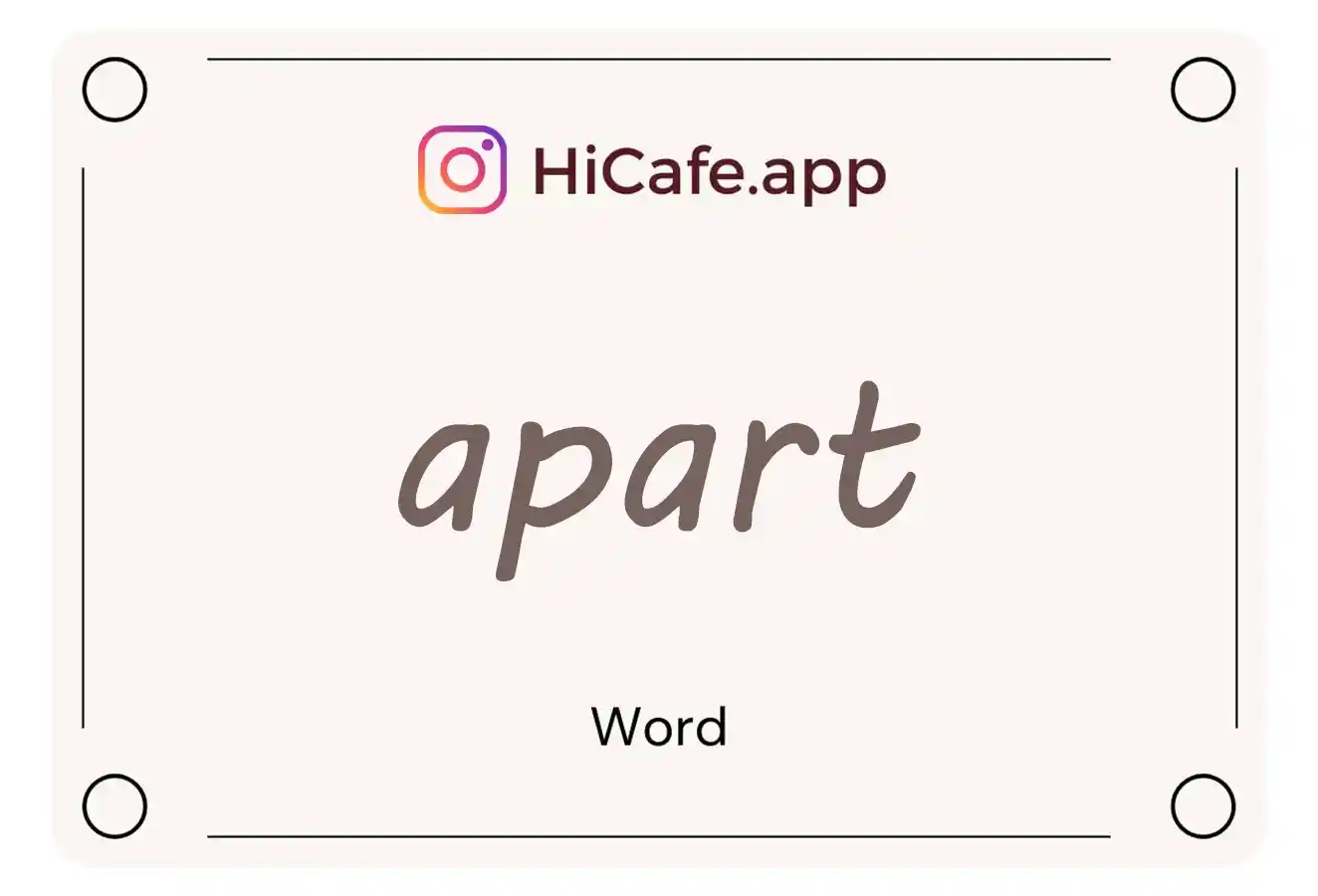 Meaning and usage of apart word