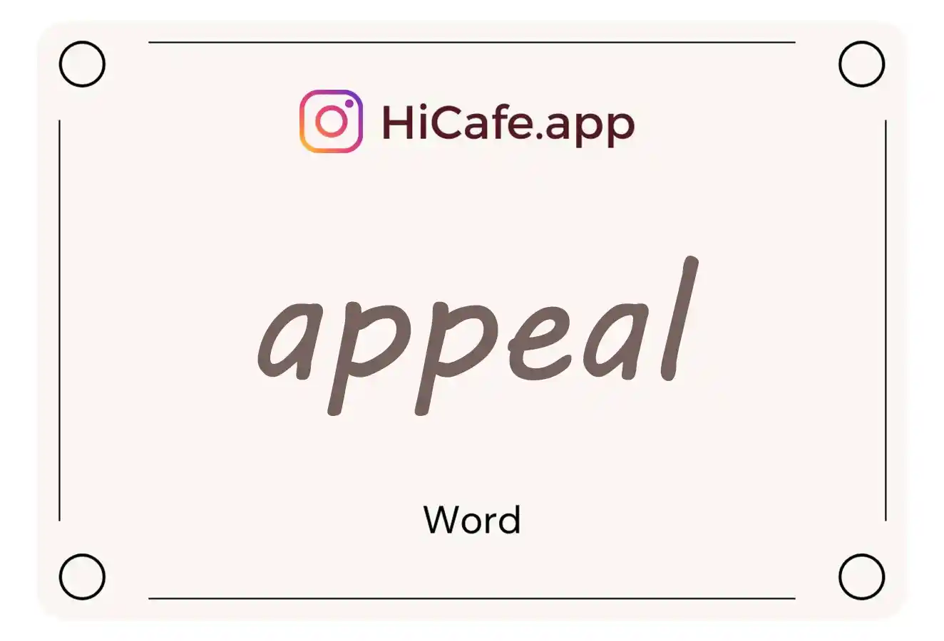 Meaning and usage of appeal word