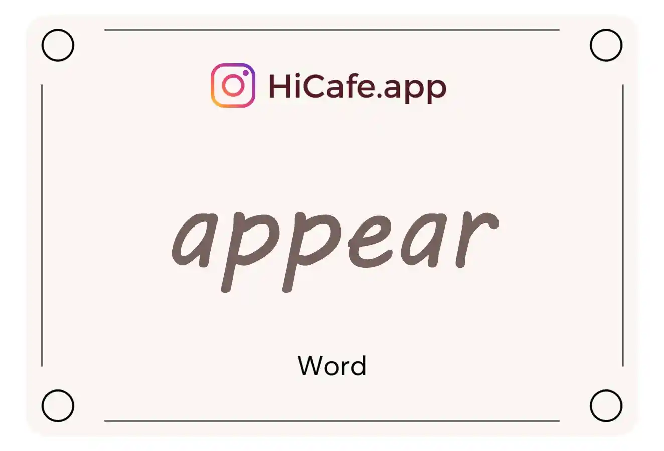 Meaning and usage of appear word