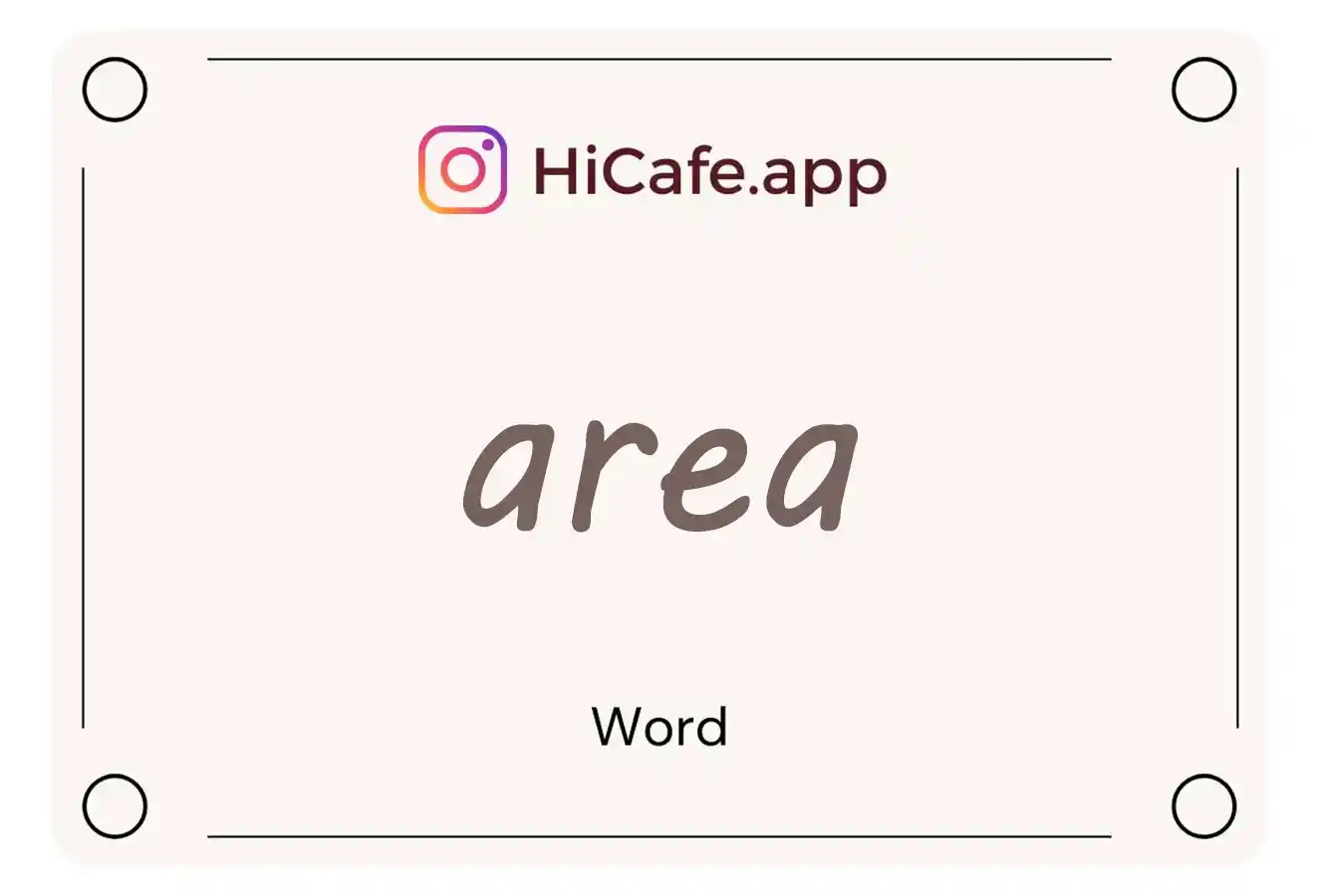 Meaning and usage of area word