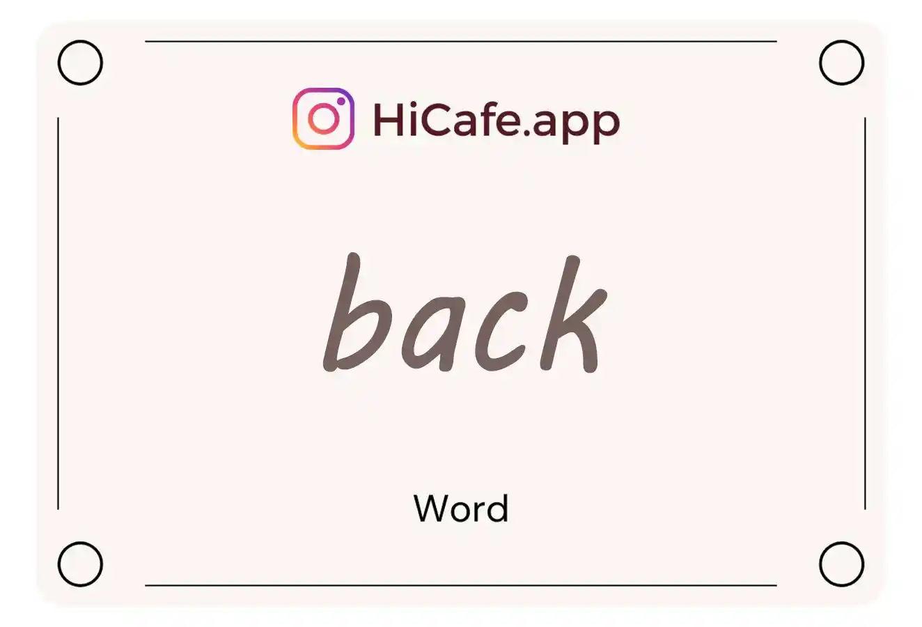 Meaning and usage of back word