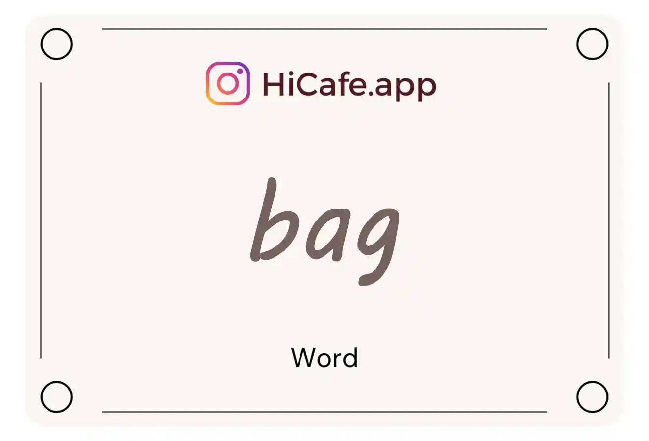 Meaning and usage of bag word