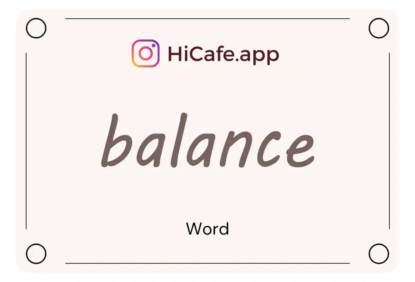 Meaning and usage of balance word