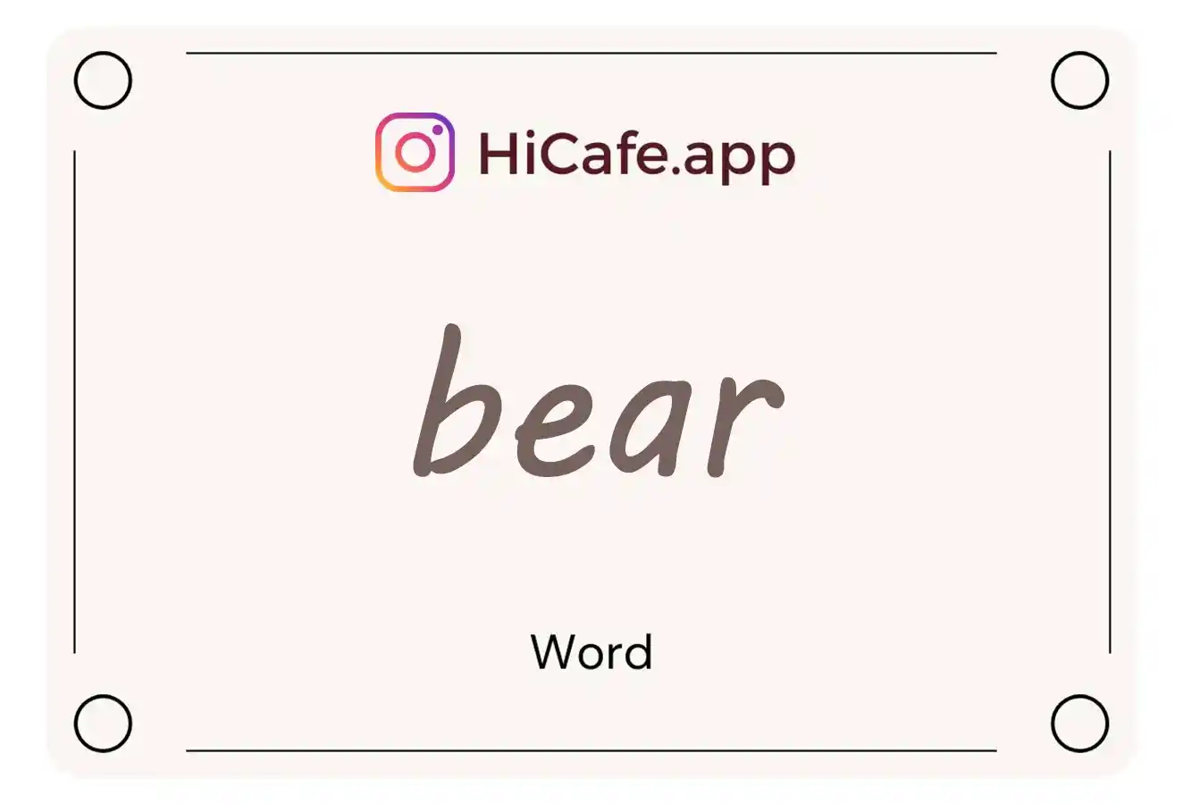 Meaning and usage of bear word