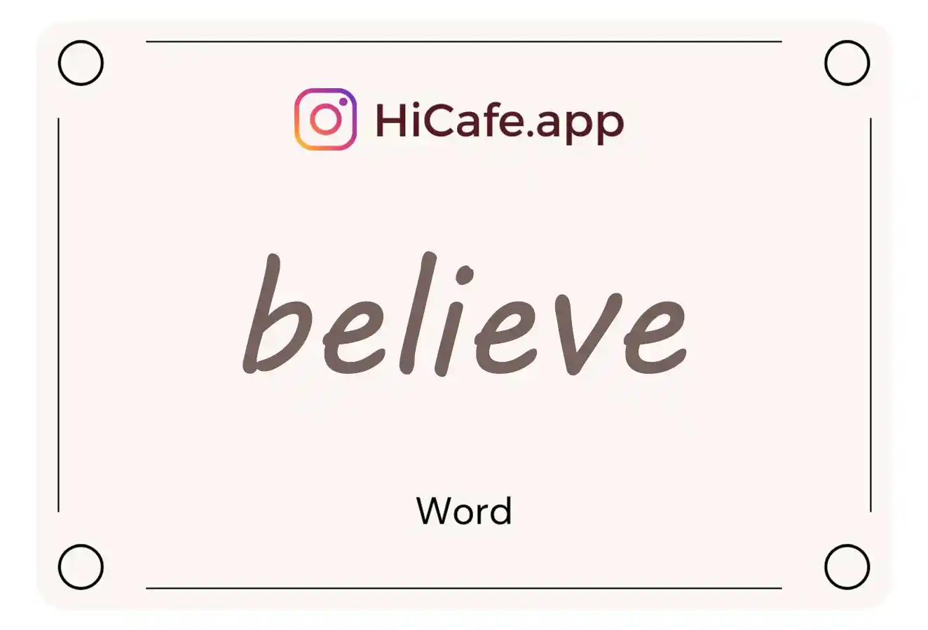 Meaning and usage of believe word