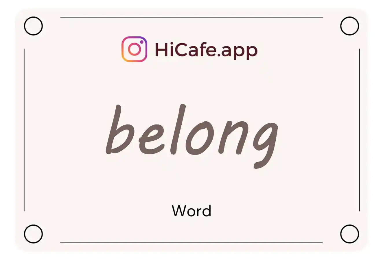 Meaning and usage of belong word