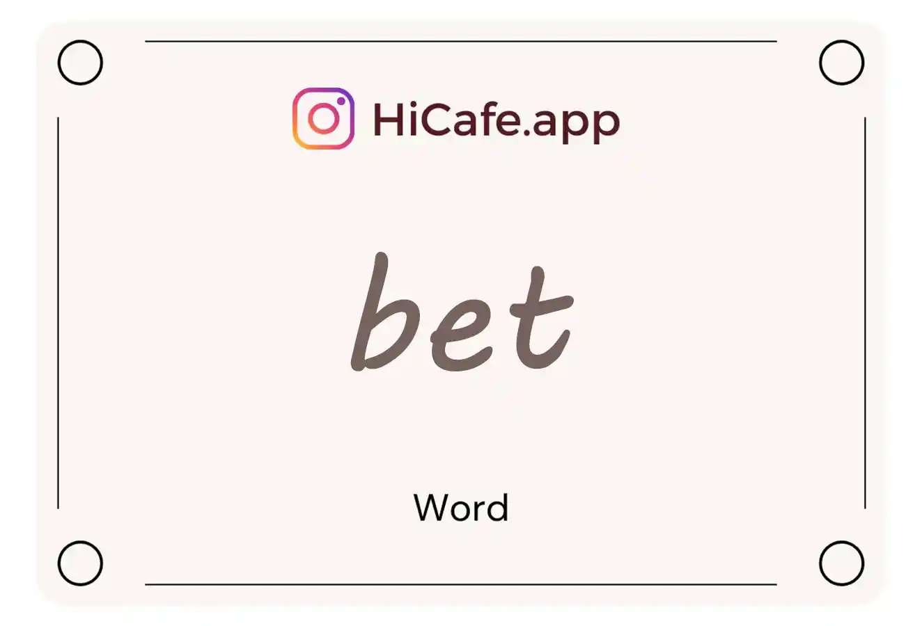 Meaning and usage of bet word