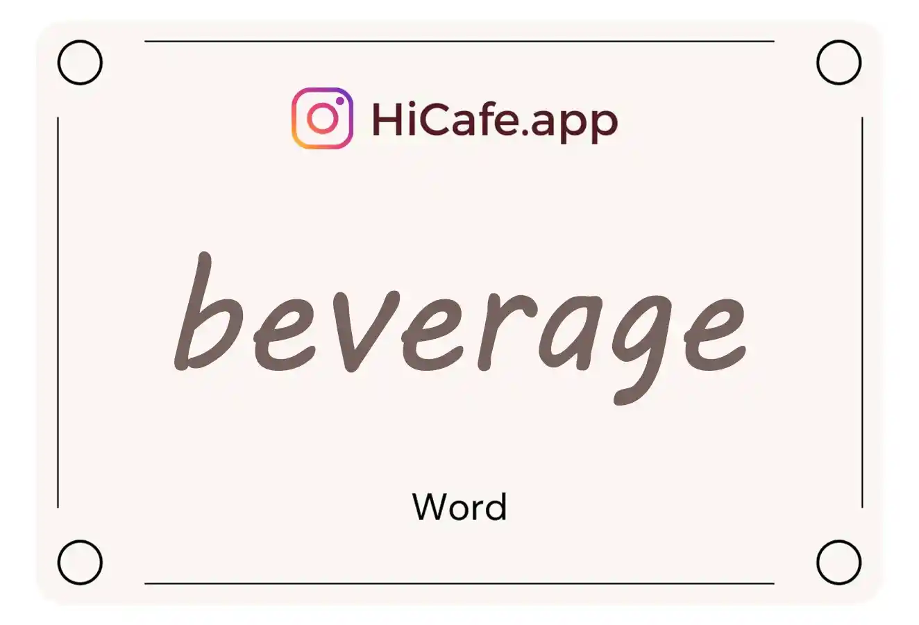 Meaning and usage of beverage word