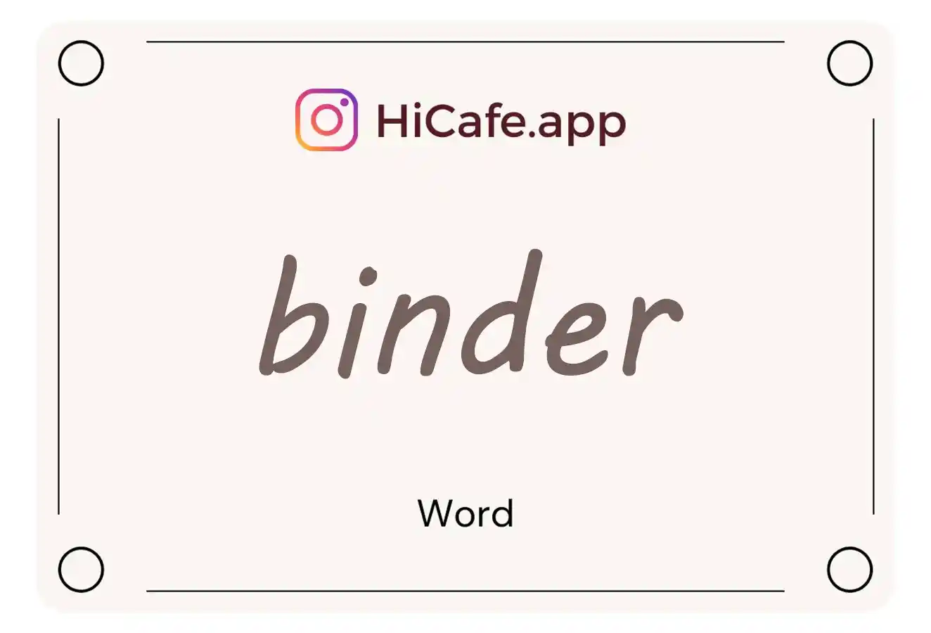 Meaning and usage of binder word