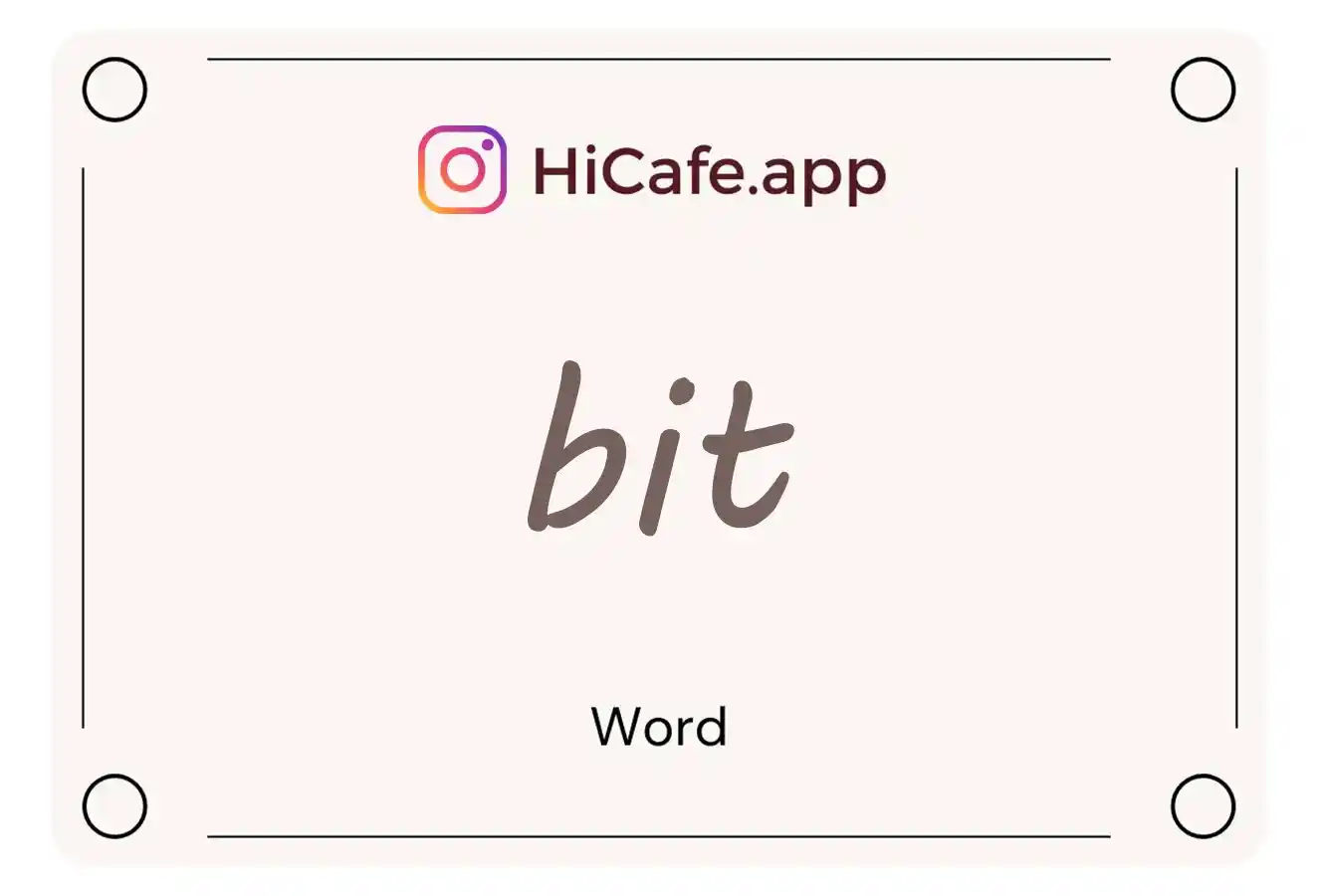 Meaning and usage of bit word