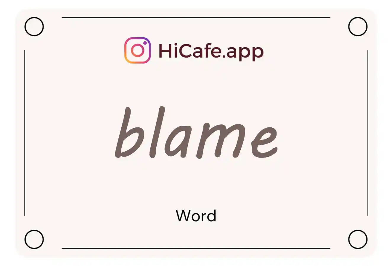 Meaning and usage of blame word