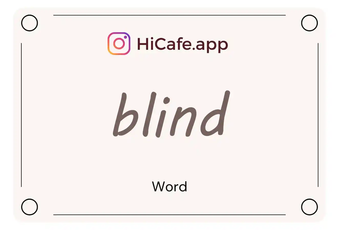 Meaning and usage of blind word