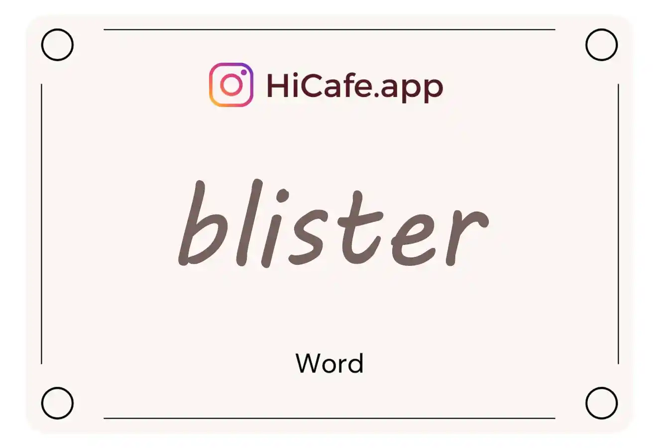 Meaning and usage of blister word