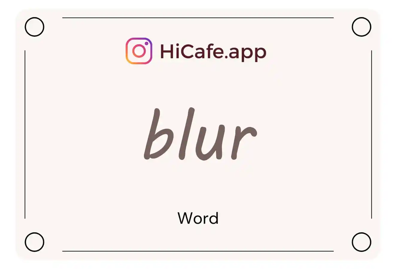 Meaning and usage of blur word