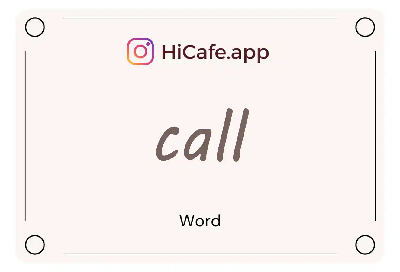 Meaning and usage of call word