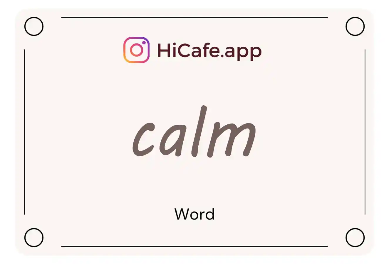 Meaning and usage of calm word