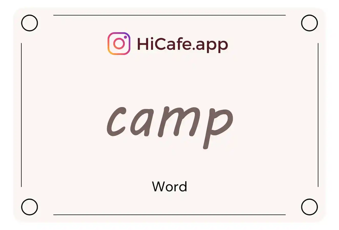 Meaning and usage of camp word