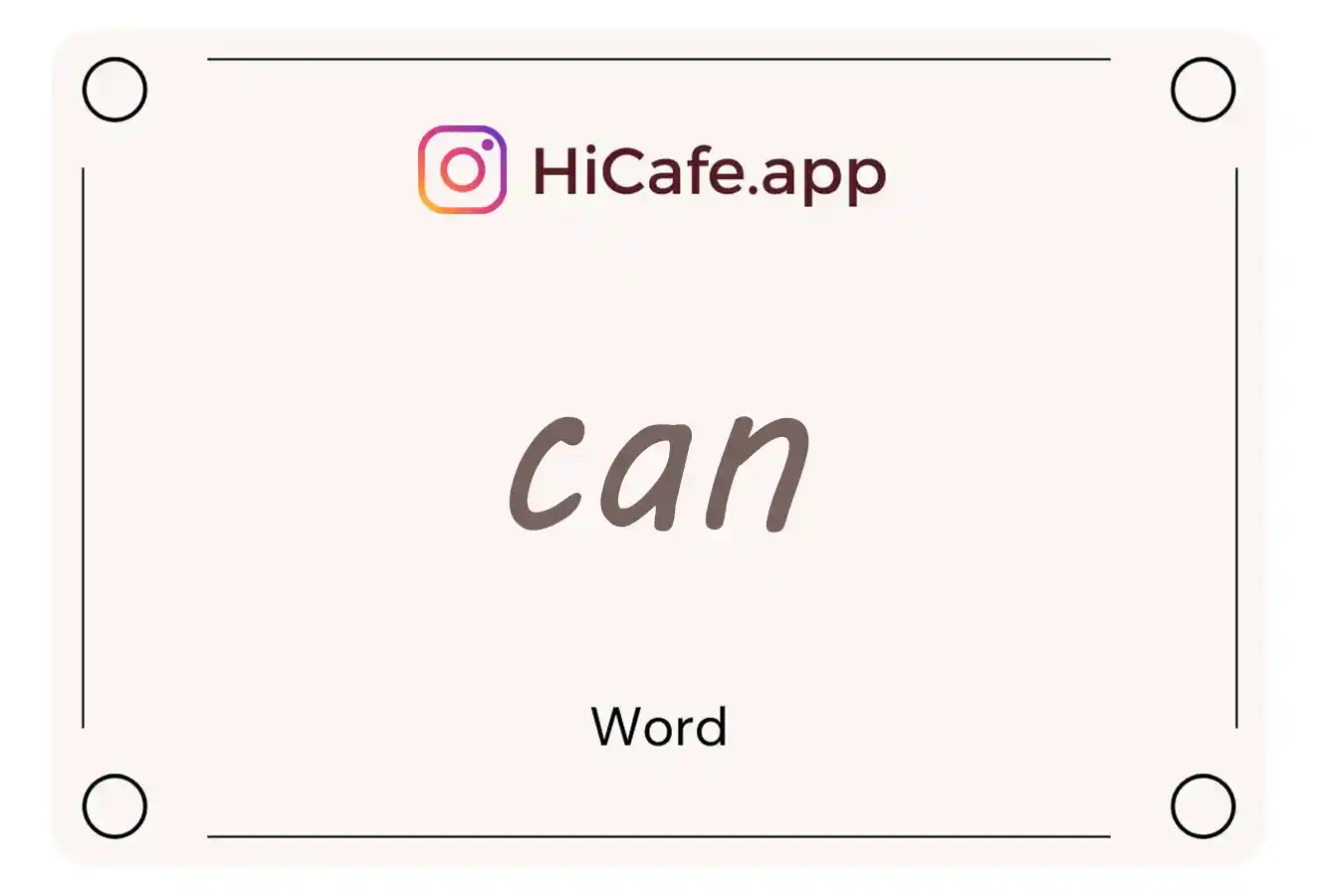 Meaning and usage of can word