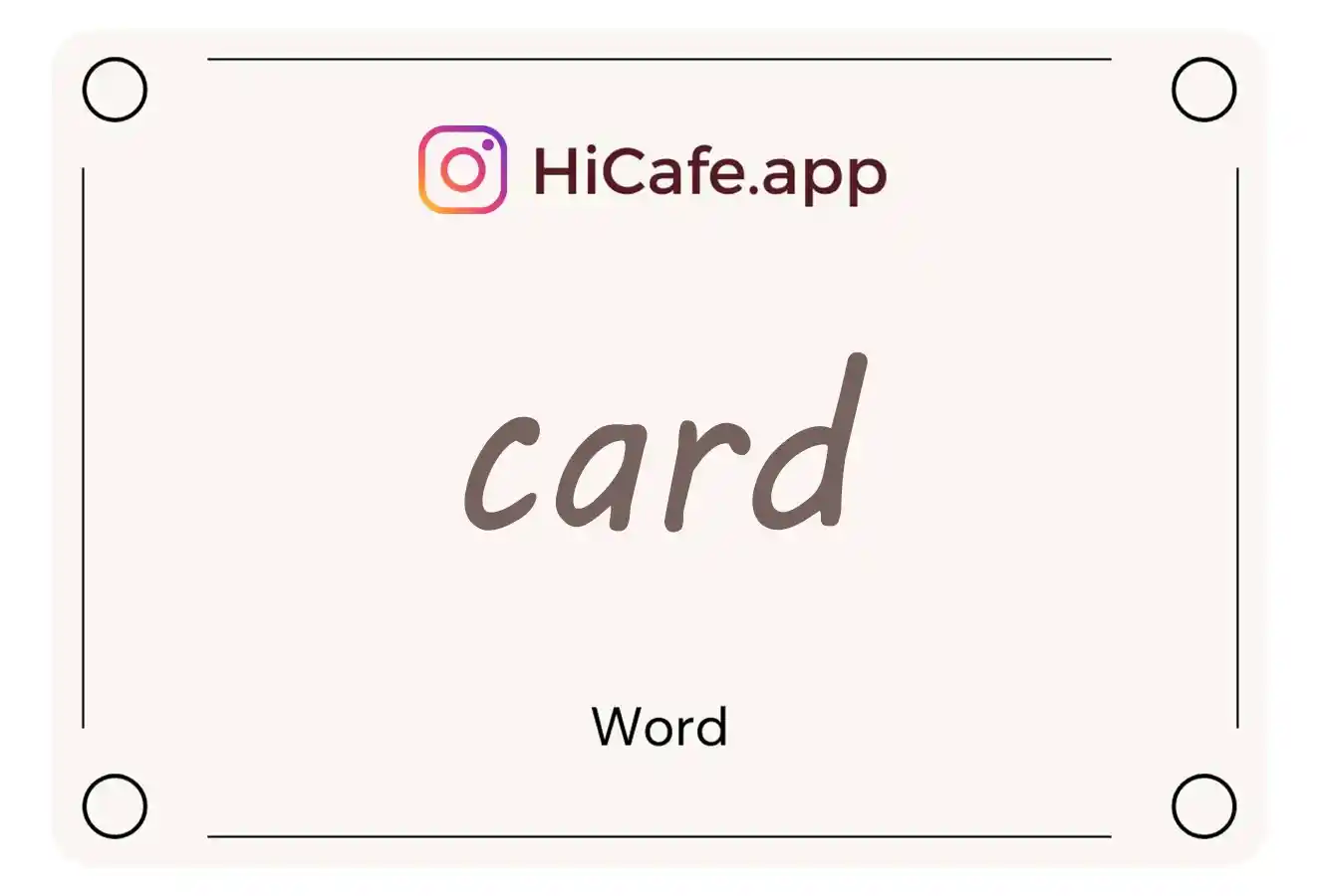 Meaning and usage of card word