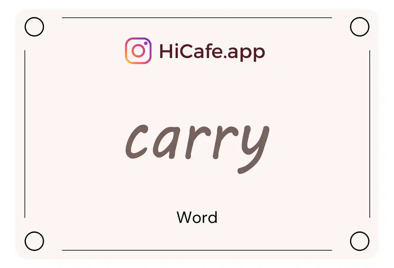 Meaning and usage of carry word