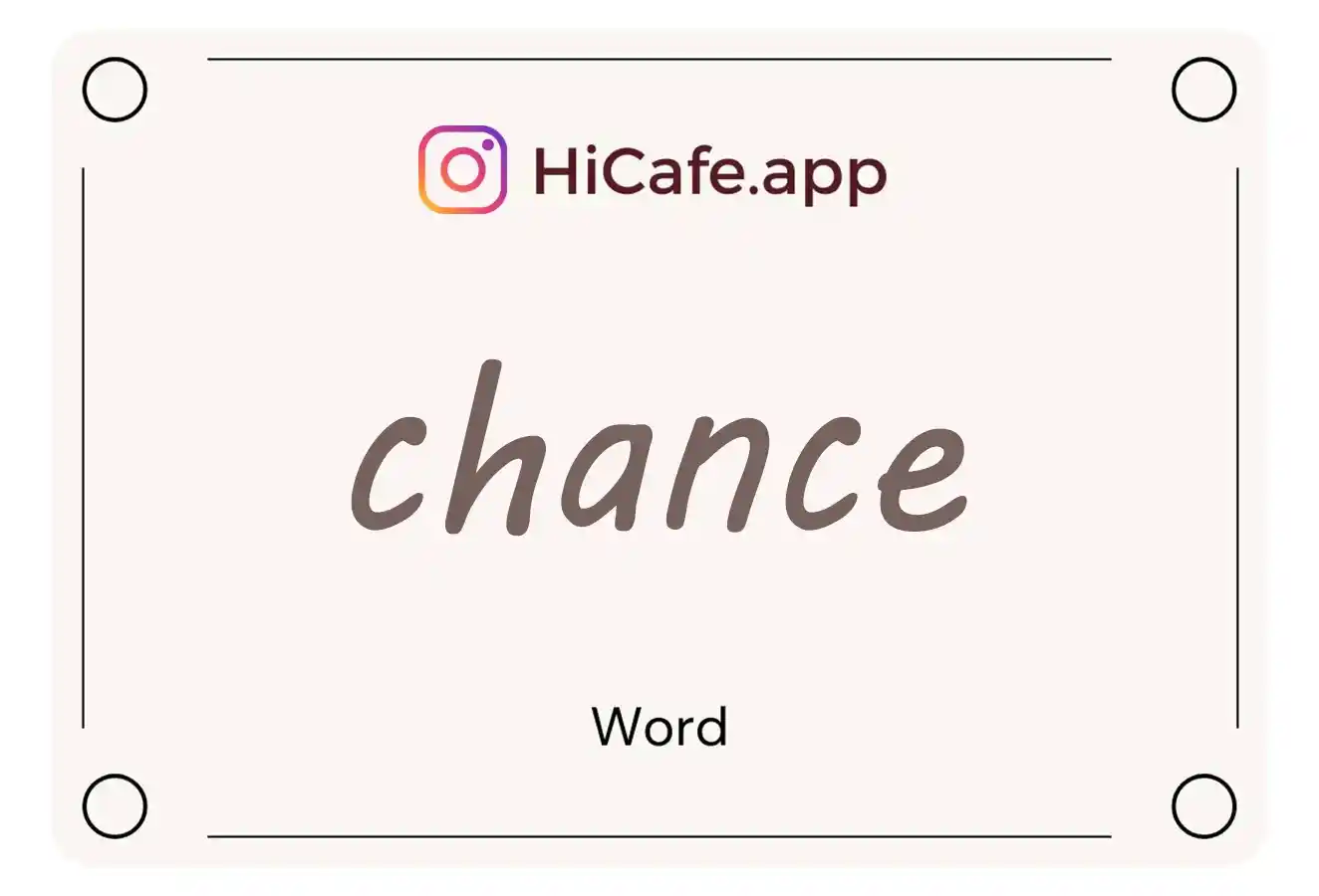 Meaning and usage of chance word