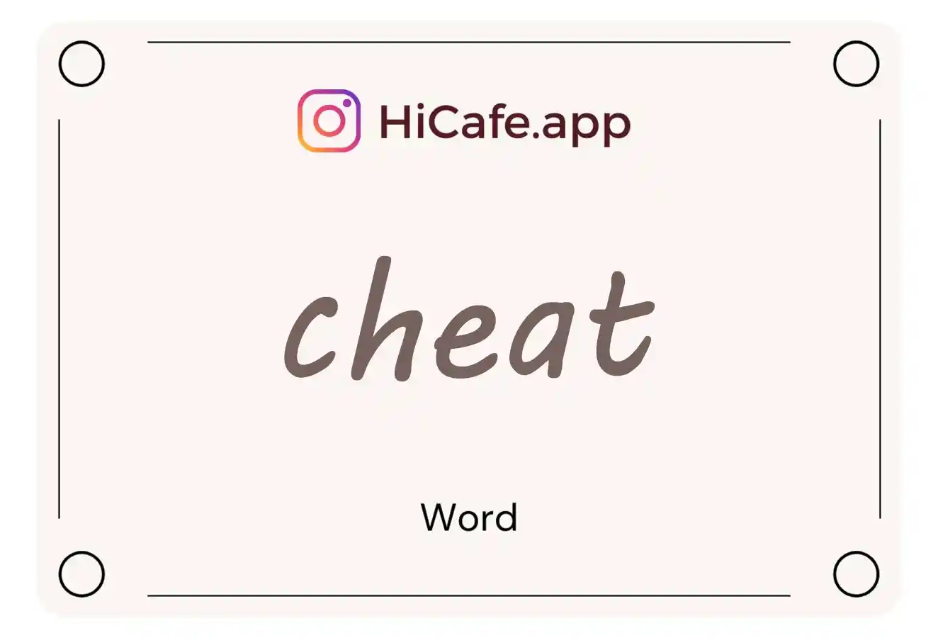 Meaning and usage of cheat word