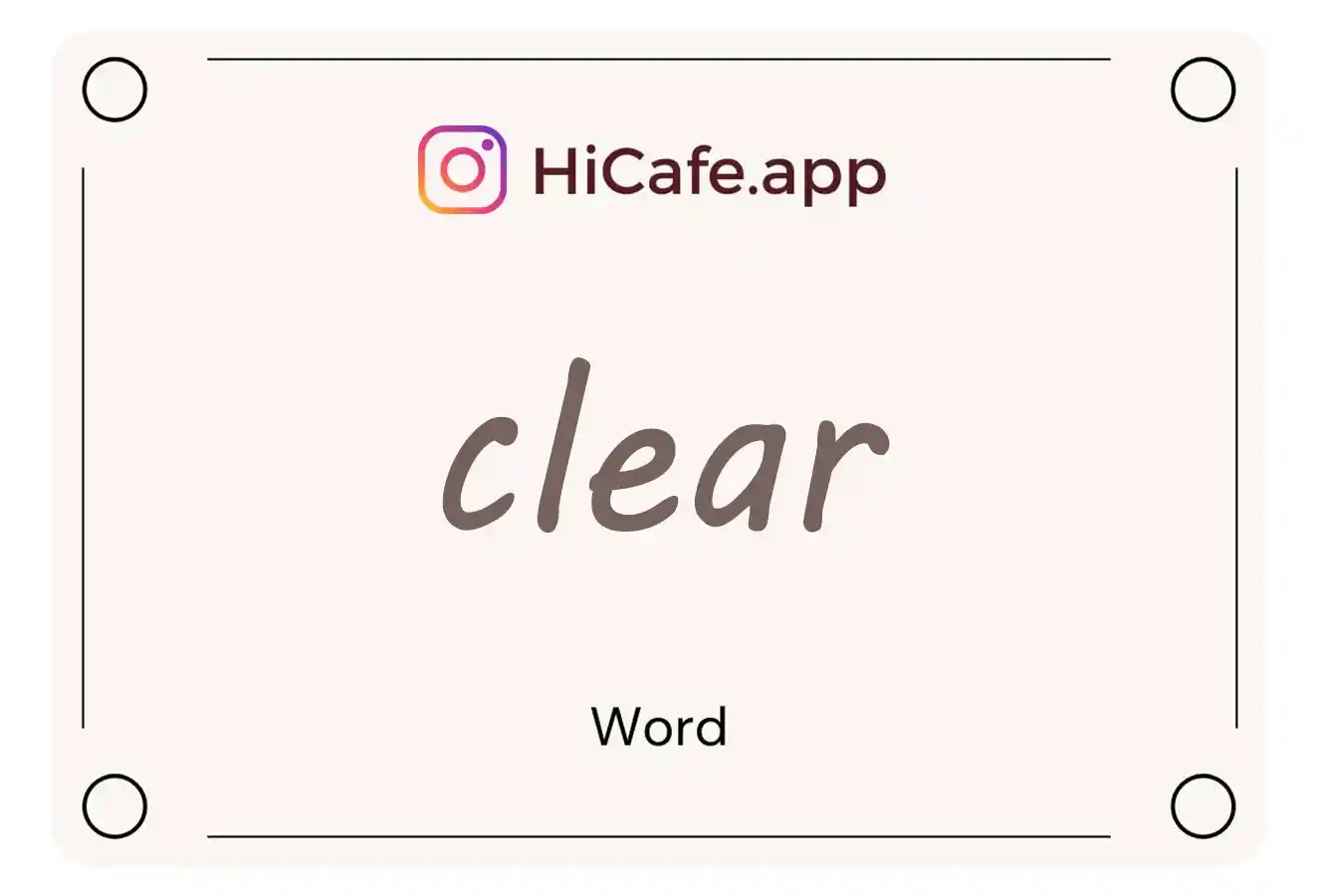 Meaning and usage of clear word