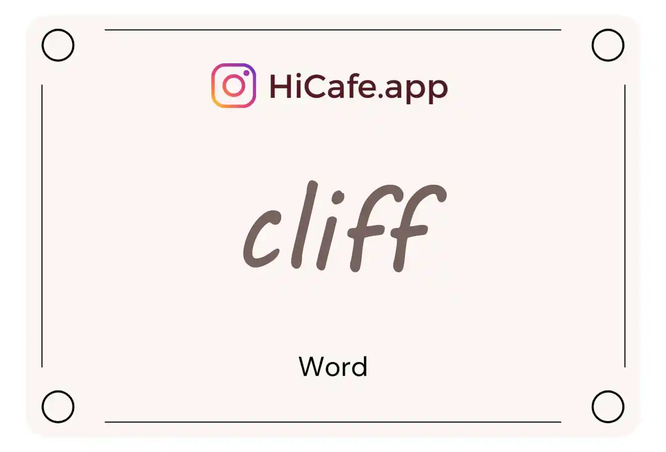 Meaning and usage of cliff word