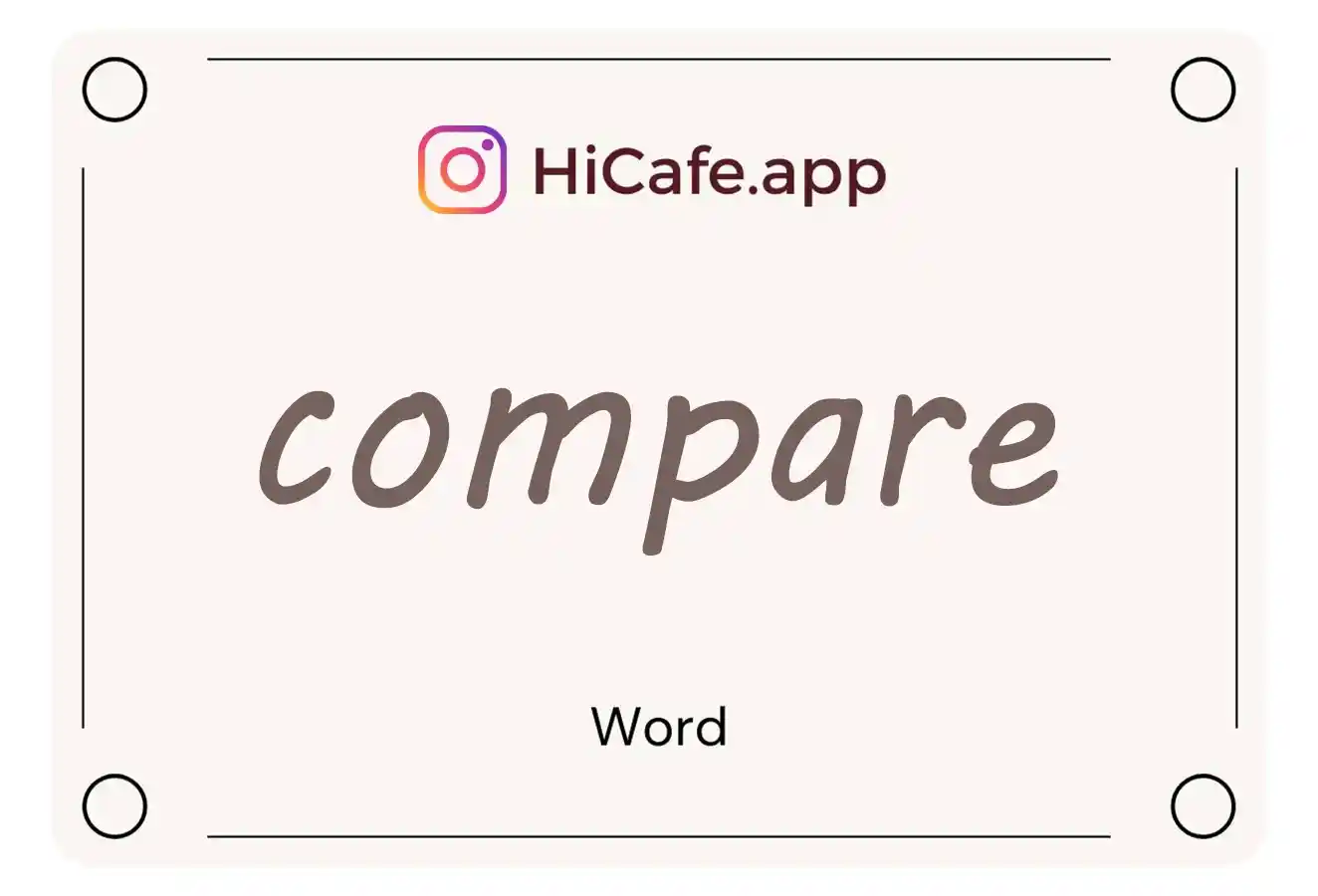 Meaning and usage of compare word