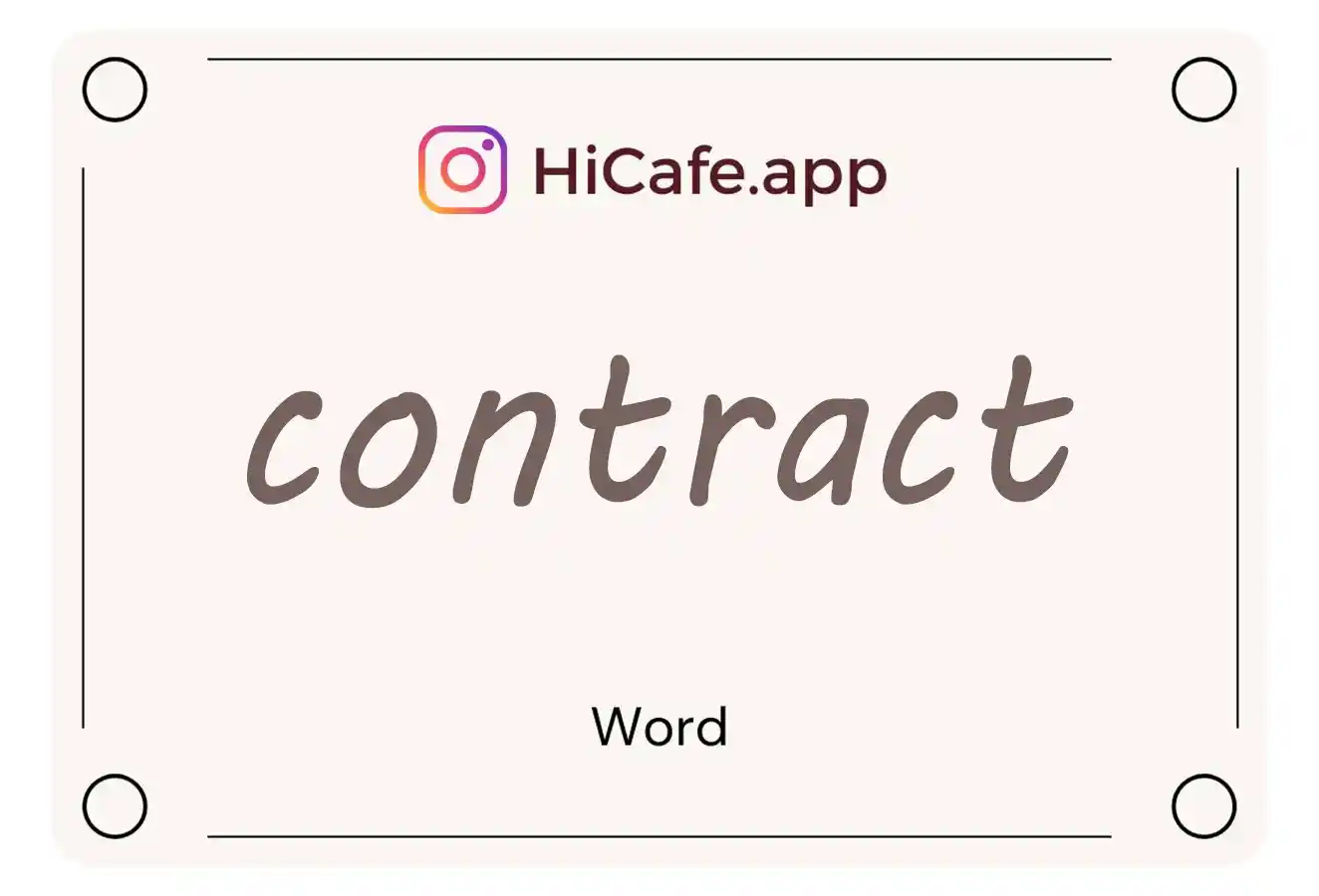 Meaning and usage of contract word