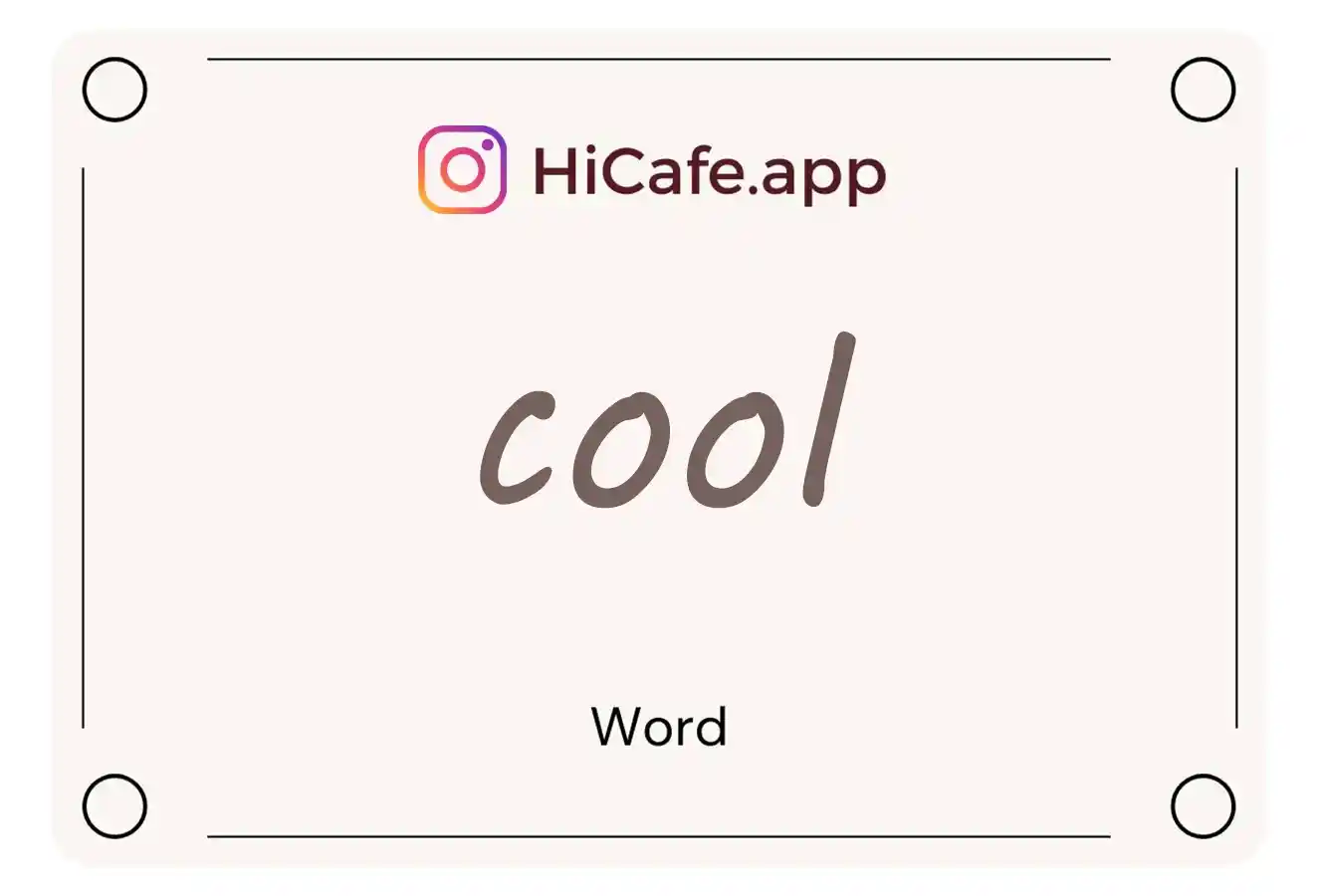 Meaning and usage of cool word