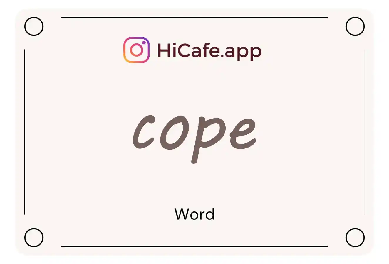 Meaning and usage of cope word