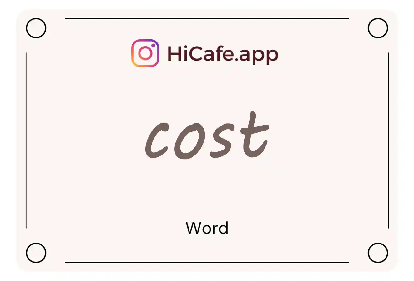 Meaning and usage of cost word