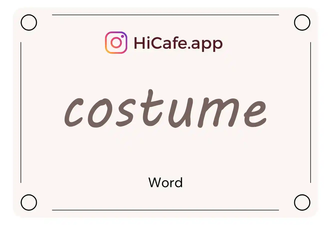 Meaning and usage of costume word