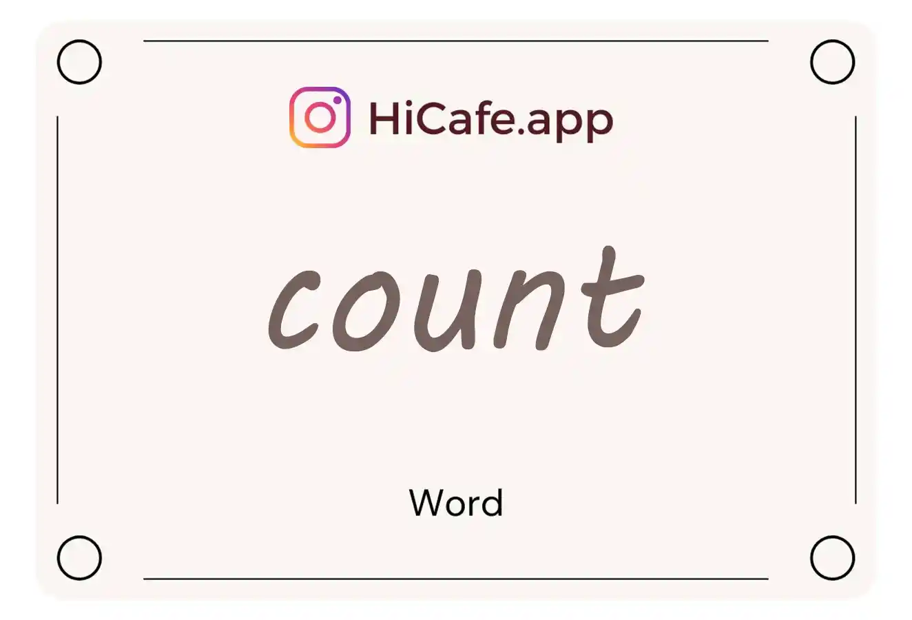 Meaning and usage of count word